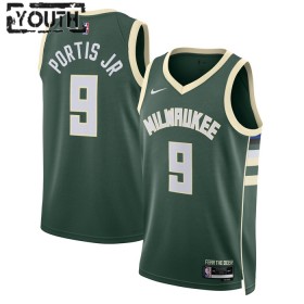 NBA Milwaukee Bucks Trikot Bobby Portis JR 9 Nike 2022-23 Icon Edition Grün Swingman - Kinder